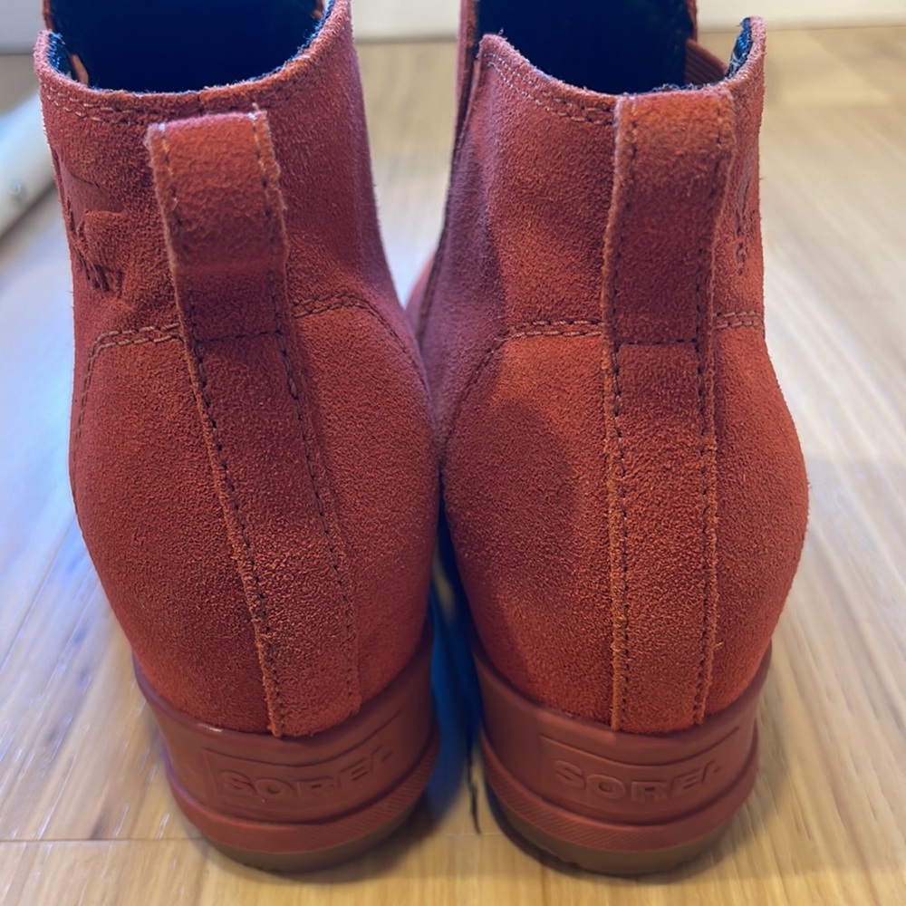 Sorel Women's Suede Ankle Booties in Rust Orange / Coral - Picture 5 of 5